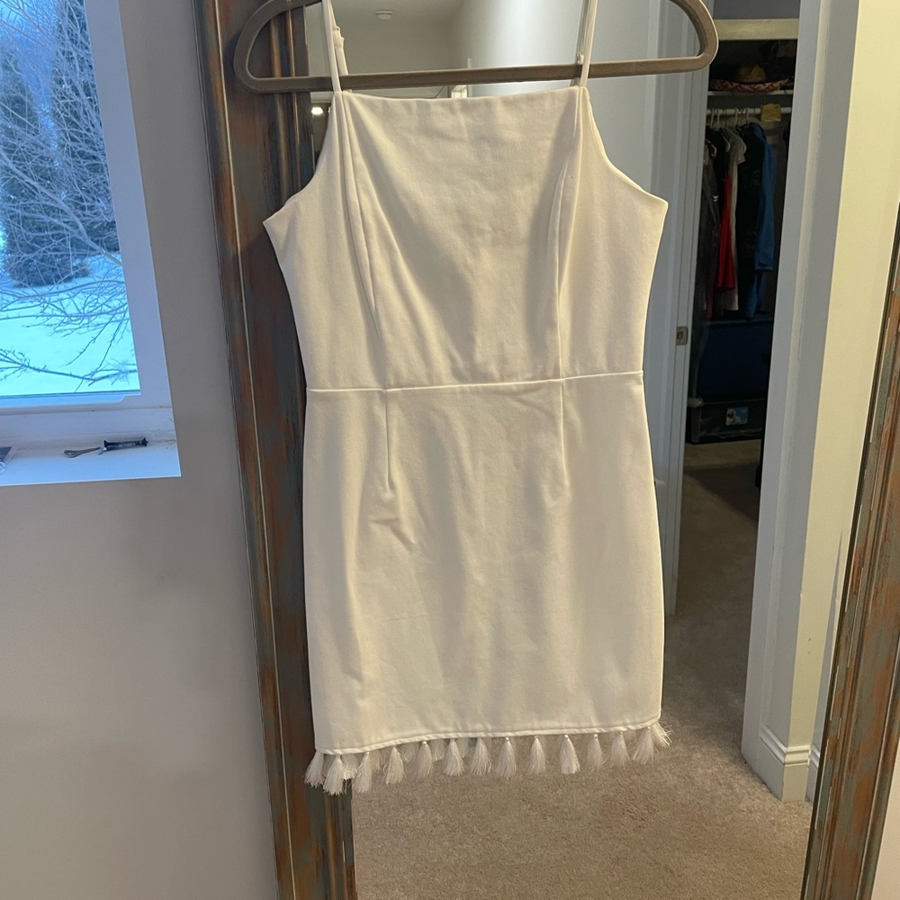 Elegant White Tassel Hem Dress - Little White Dress